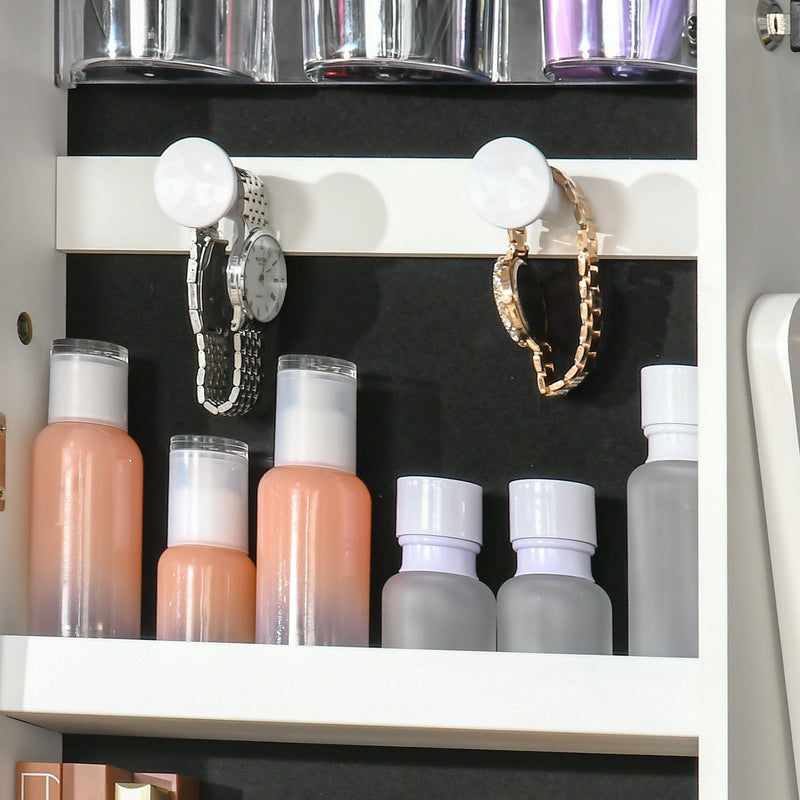 Full Length Mirror Jewellery Cabinet With Lights, White