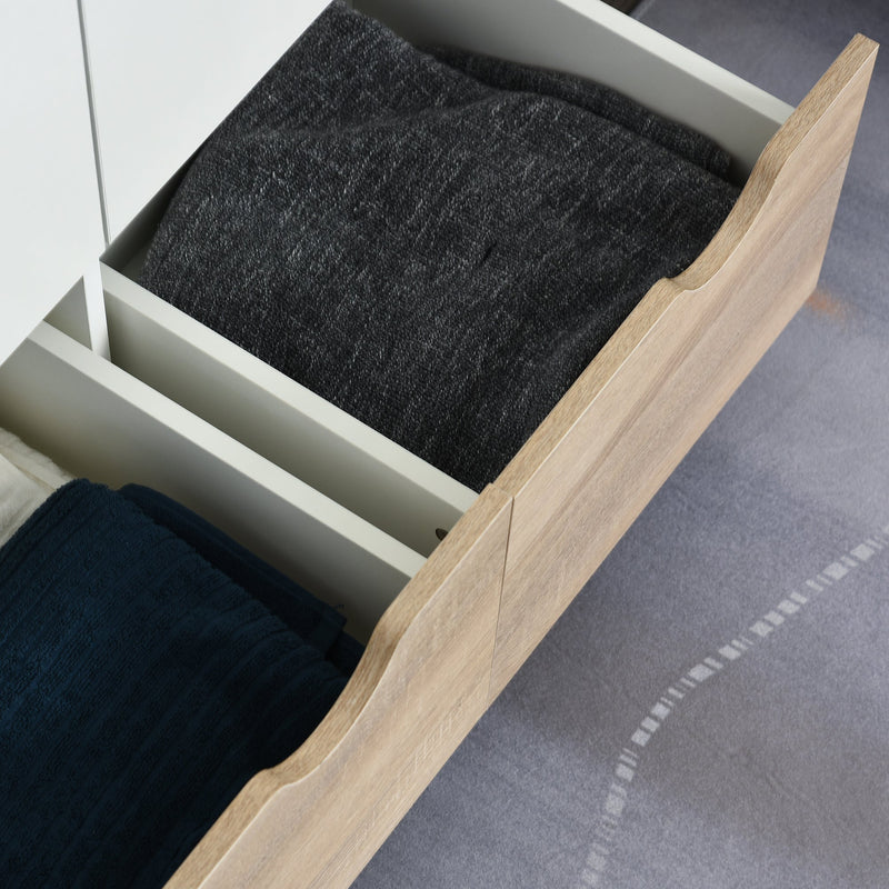 White Wardrobe: 2-Doors, 2 Drawers, Rail & Shelf Homcom