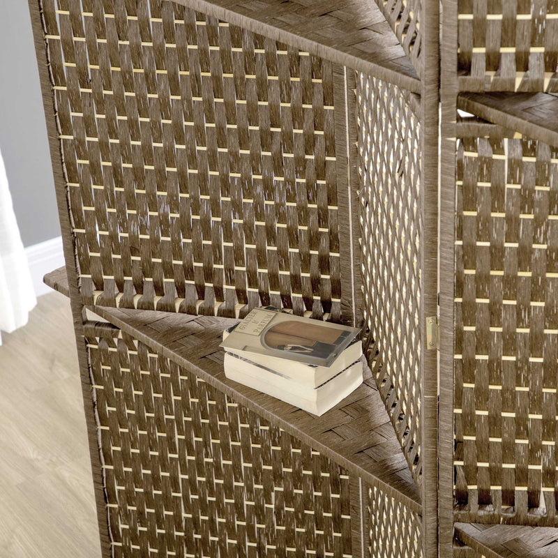 Brown 4-Panel Room Divider, 170cm
