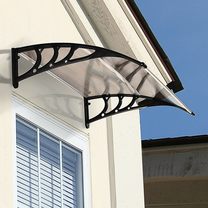 Polycarbonate Porch Door Canopy, Aluminium, 120 x 75cm