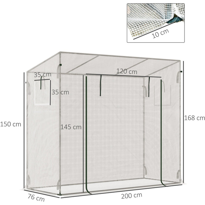 Walk In Garden Greenhouse with Steel Frame - 200x76x168cm