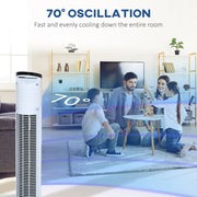 70° Oscillating Tower Fan with Remote, 3 Speed, 7.5h Timer Homcom