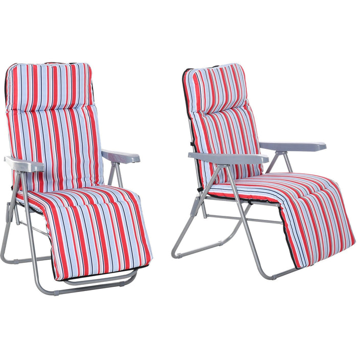 Set of 2 Padded Garden Recliner Chairs