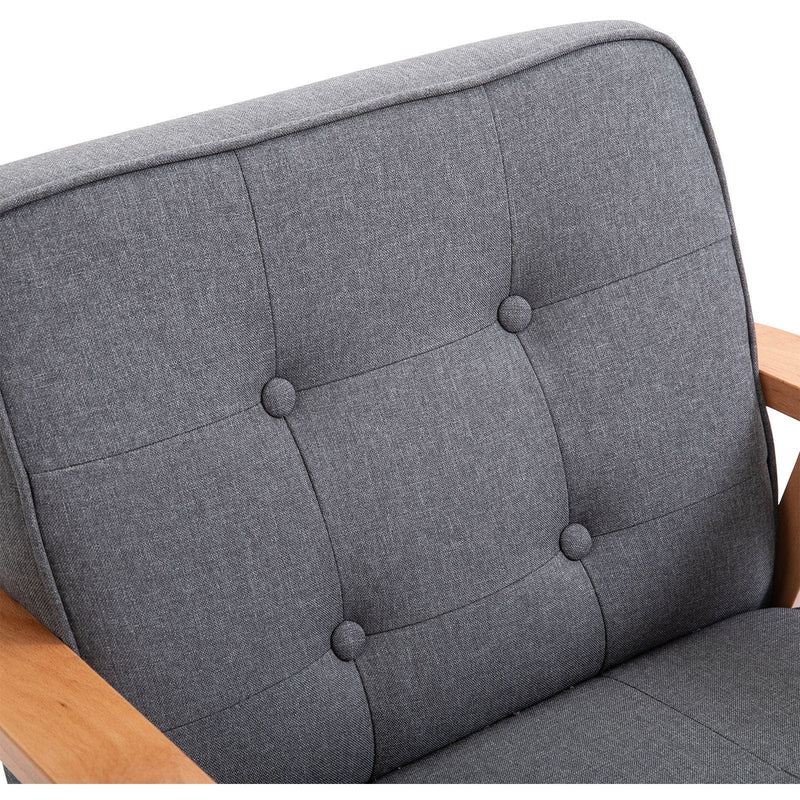 Minimalistic Dark Grey Accent Chair with Wooden Frame