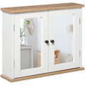 White Wall Mounted Bathroom Mirror Cabinet With Double Doors Kleankin