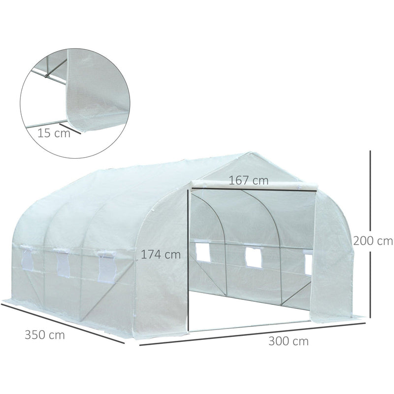 Polytunnel Greenhouse - Galvanised Frame - PE Cover - 3.5x3m