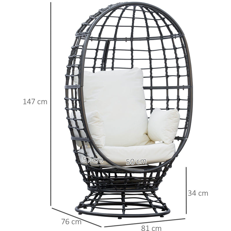 Wicker Egg Chair With 360° Swivel Base And Cushions