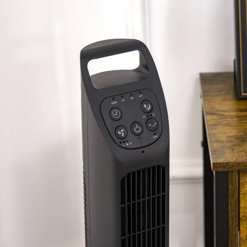 Oscillating Tower Fan, Remote, Timer, 3 Speed, Black Homcom