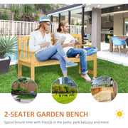 Wooden 2 Seater Garden Bench with Armrests Outsunny