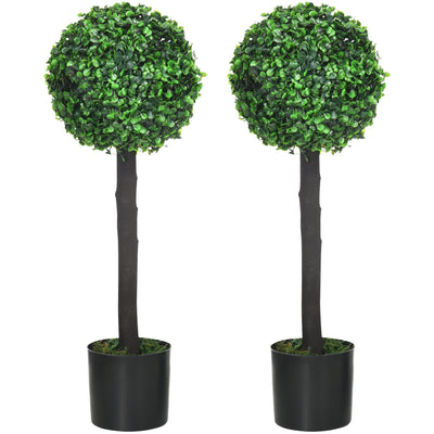 2 Artificial Boxwood Trees Homcom