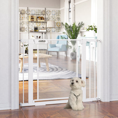 White Dog Gate for Doorways & Stairs Pawhut
