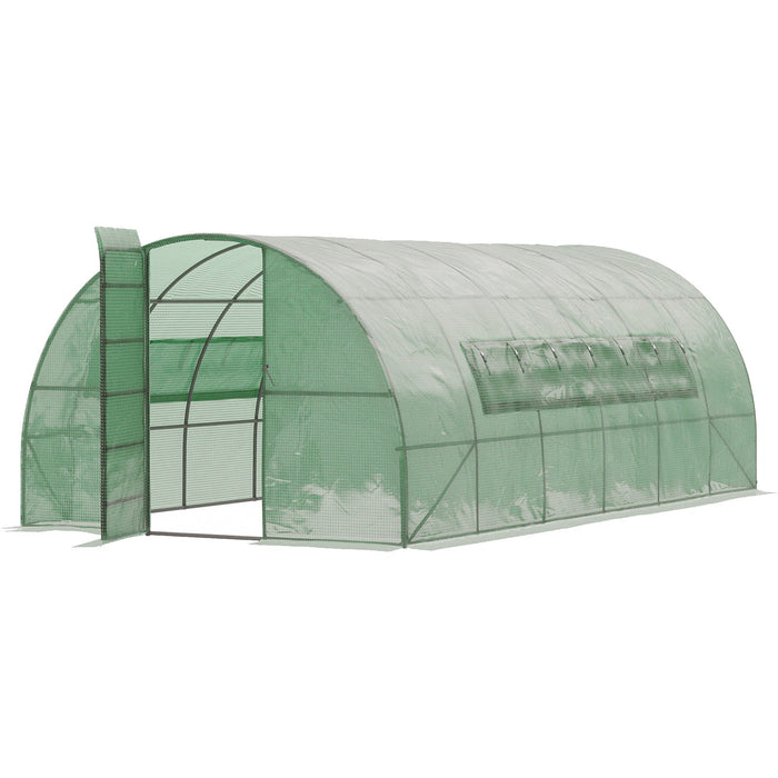 Walk In Greenhouse, Polytunnel, Hinged Door, Steel, 6x3m