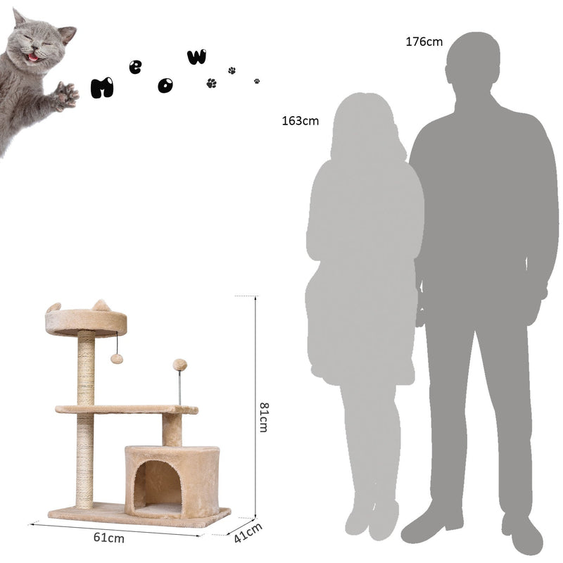 3-Tier Sisal Rope Cat Scratching Post w/ Toys