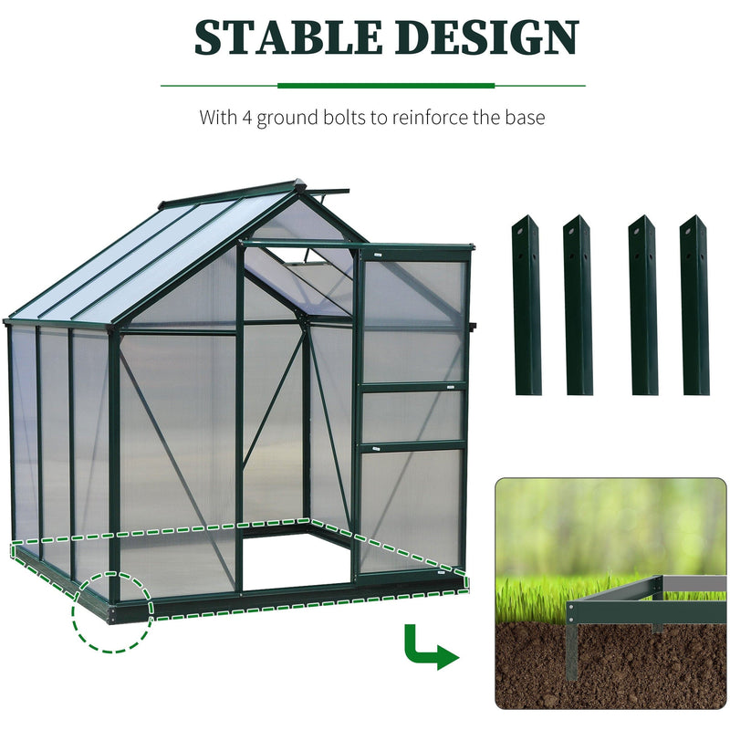 Polycarbonate Greenhouse, Walk In, Galvanised Frame, Clear