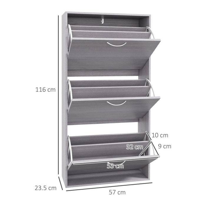 HOMCOM Grey Shoe Storage Cabinet, Narrow and Slim