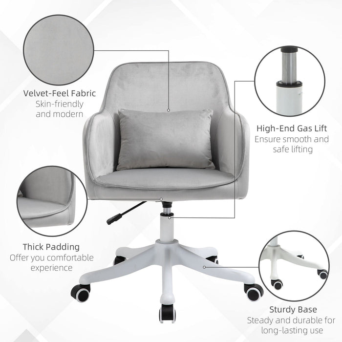 Grey Velvet Office Chair with Rechargeable Vibration Massage