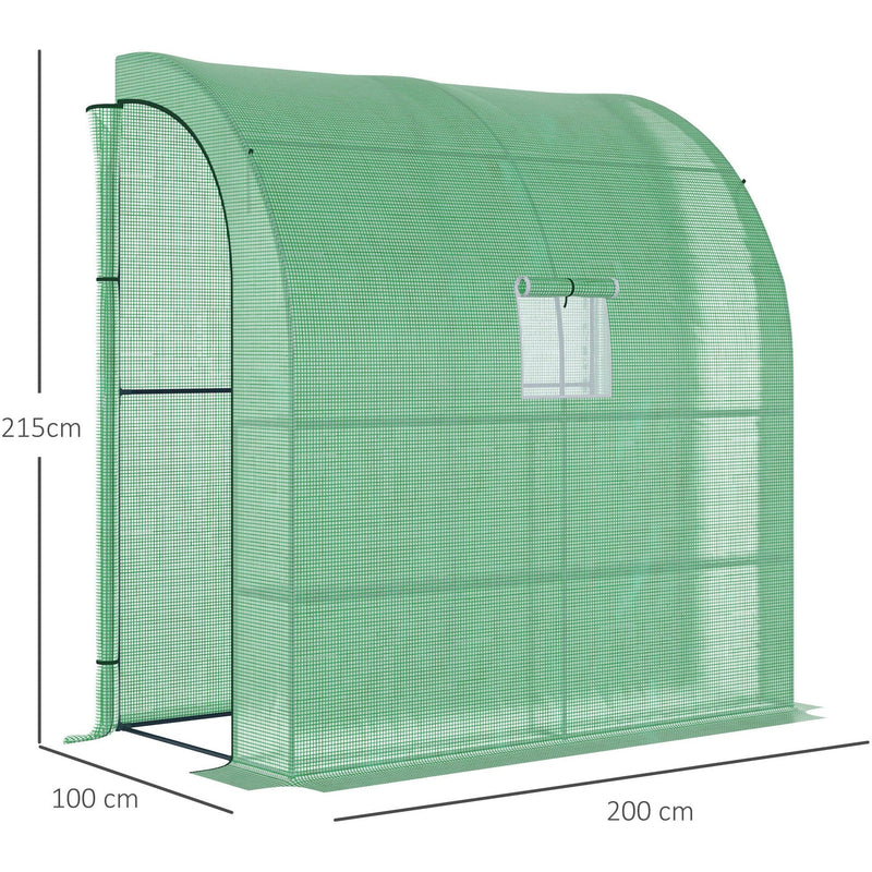 Plastic Lean To Greenhouse - 200x100x215 cm