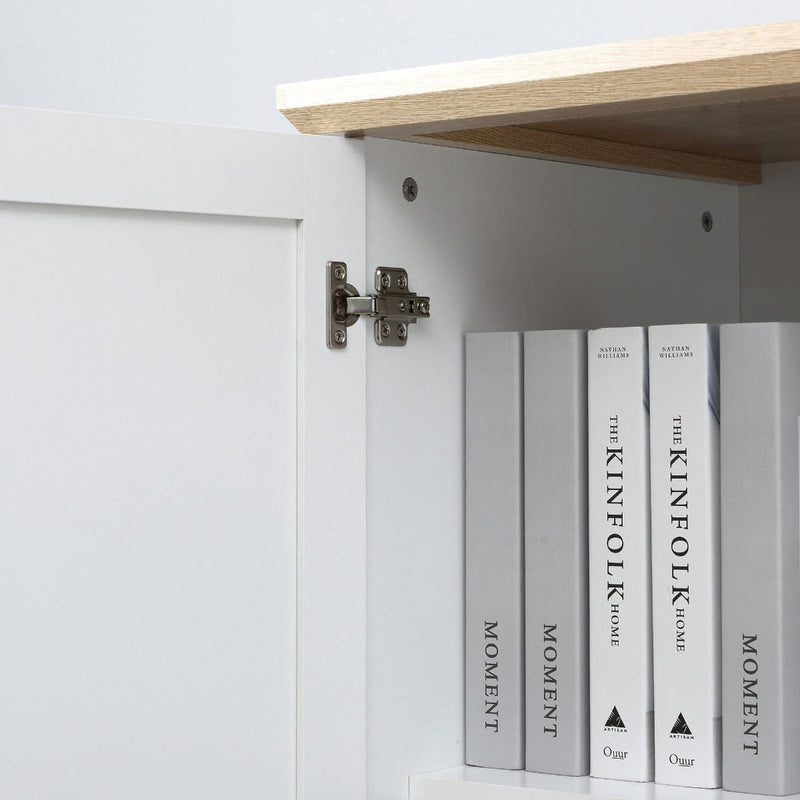 HOMCOM 172cm Wooden Storage Cabinet Cupboard With 2 Doors 4 Shelves White Pantry Closet Homcom