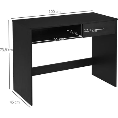 Modern Computer Desk With Drawer and Shelf, 100cm Homcom