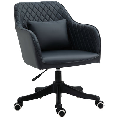 Blue Leather Vibrating Office Chair with Massage Pillow Vinsetto