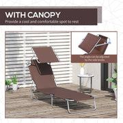 Folding Sun Lounger With Canopy Outsunny