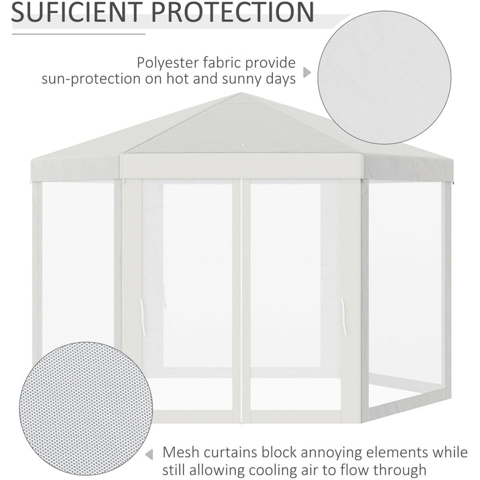 Hexagonal Gazebo With Mesh Sides, 4x4m