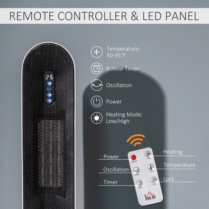 Indoor Ceramic Heater, 45° Oscillation, Timer, 1200W/2000W