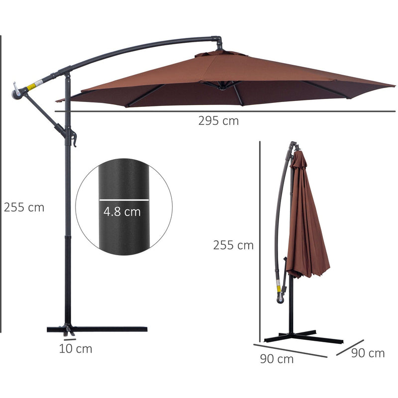 Contemporary 3m Cantilever Parasol with Crank Handle