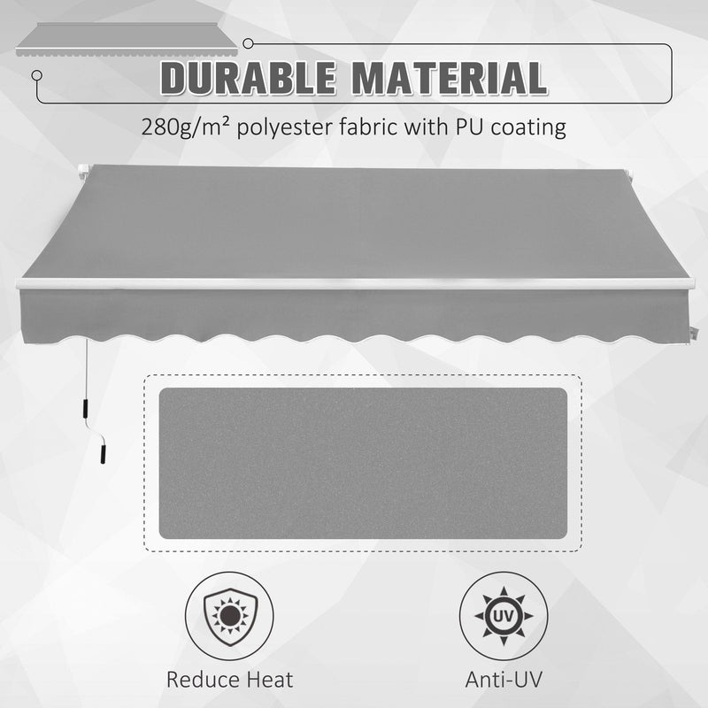 Awning For Patio - Manual Hand Crank 3 x 2m Aluminium Frame