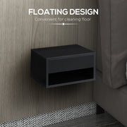 Wall-Mounted Bedside Table, Gloss Black, 37x32x21cm (Set of 2) Homcom