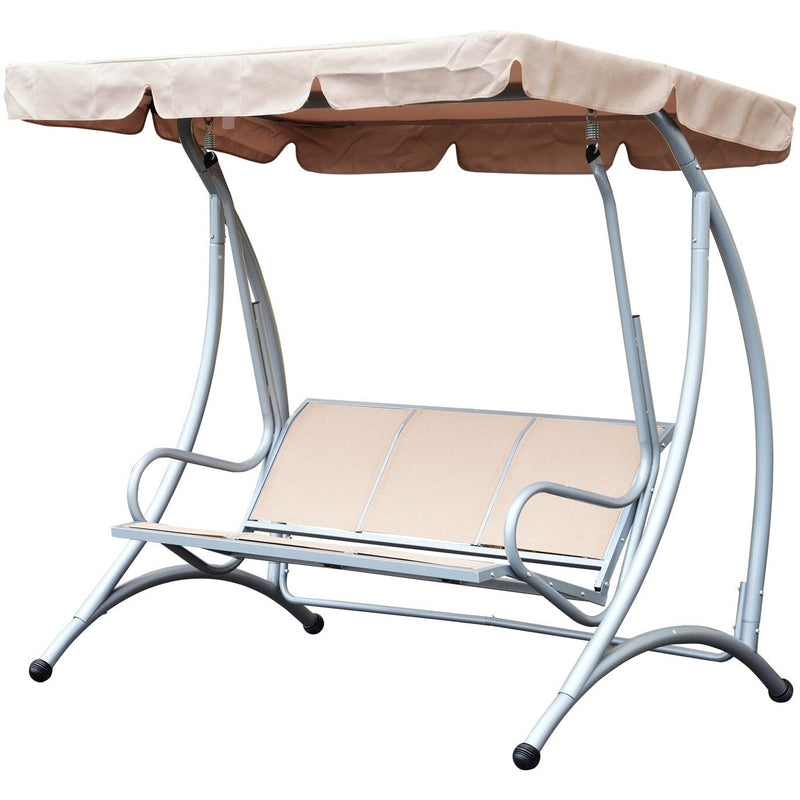 Deluxe 3 Seater Garden Swing Chair with Adjustable Canopy Outsunny