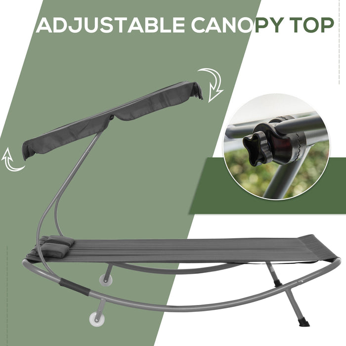 Double Hammock Sun Lounger With Canopy, Wheels, 2 Pillows