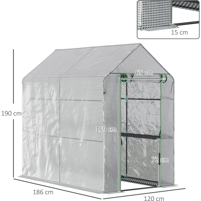 Small Walk In Greenhouse, 6x4ft, Steeple Style, Clear