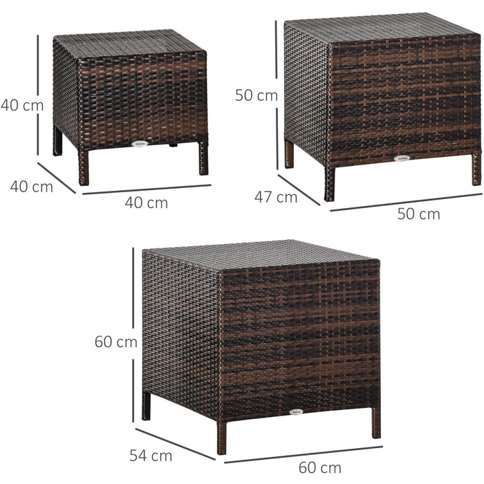 Rattan Garden Tables, Set of 3