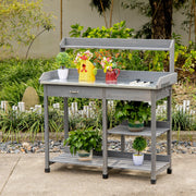 Outdoor Garden Potting Bench With Storage Outsunny