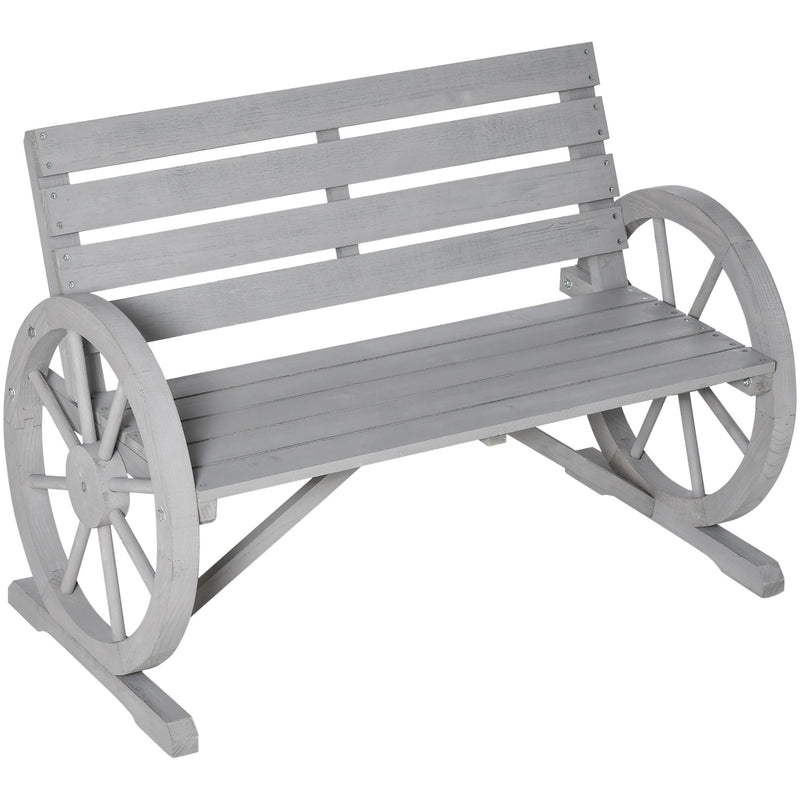 Wagon Wheel Garden Bench Outsunny