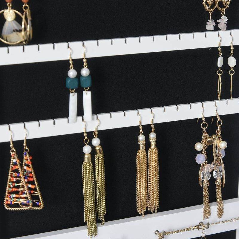 Jewellery Cabinet, Full-Length Mirror, Lockable, White