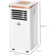 HOMCOM 7000 BTU 4-In-1 Compact Portable Mobile Air Conditioner Unit Cooling Dehumidifying Ventilating w/ Fan Remote LED Display 24 Hr Auto Shut-Down Homcom