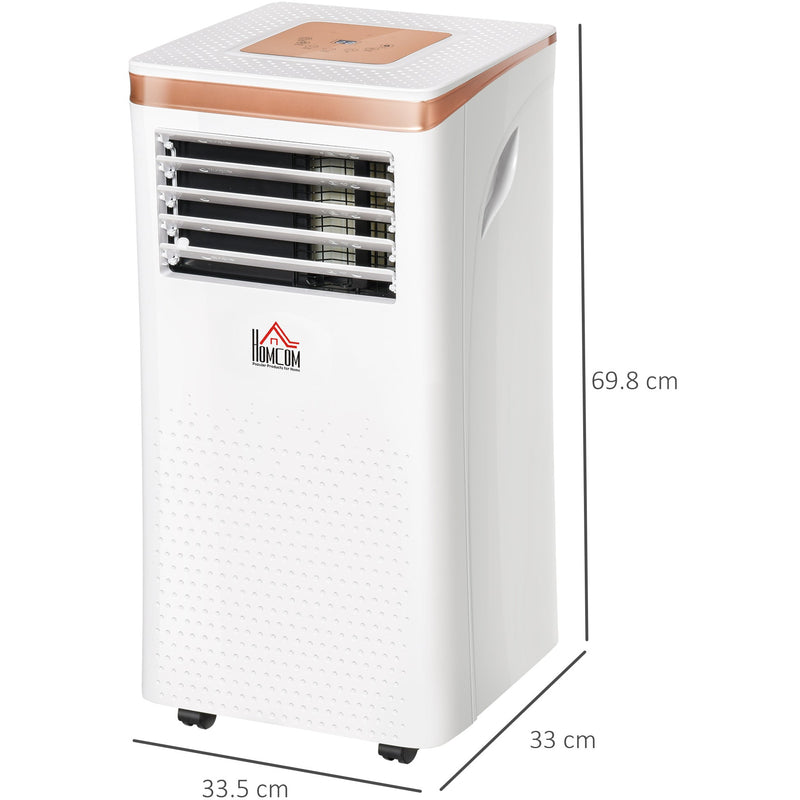 HOMCOM 7000 BTU 4-In-1 Compact Portable Mobile Air Conditioner Unit Cooling Dehumidifying Ventilating w/ Fan Remote LED Display 24 Hr Auto Shut-Down Homcom