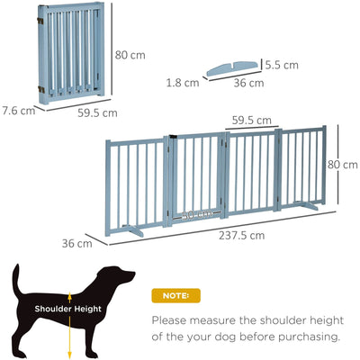 Wooden Dog Gate Indoor, Foldable, Freestanding, 80 x 237.5cm Homcom