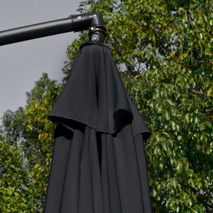 2.7m Large Offset Hanging Banana Parasol - Black