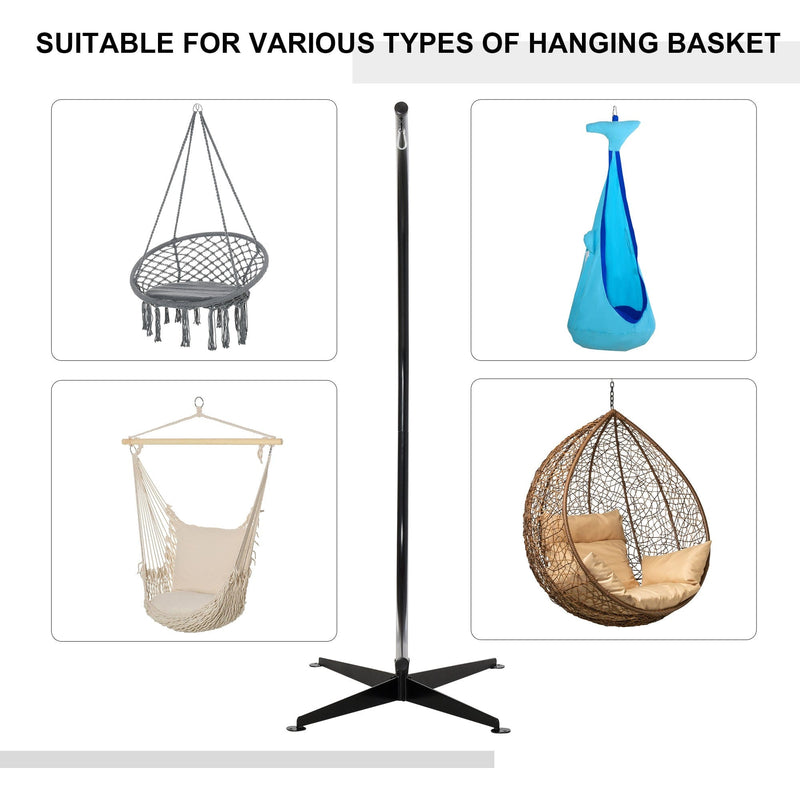 Outsunny Hanging Hammock Stand Hammock Chair Stand C Stand Steel Heavy Duty Stand for Air Porch Swing Chair Indoor Outdoor (Only Construction) Outsunny
