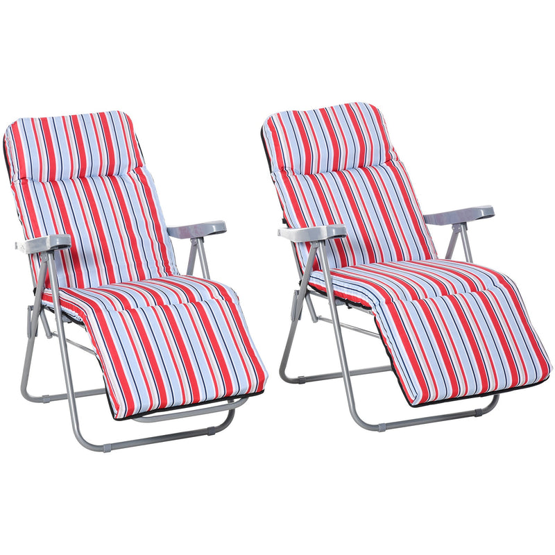 Set of 2 Padded Garden Recliner Chairs