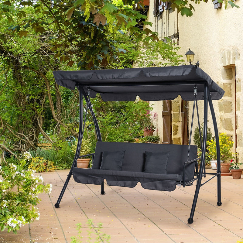 2-in-1 3 Seater Patio Swing Chair Lounger With Cushions Outsunny