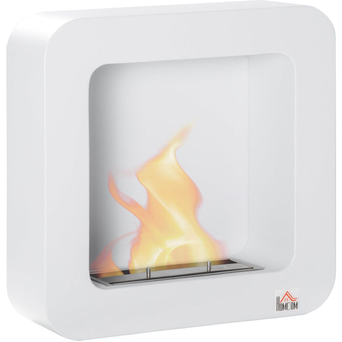 Wall Mounted Ethanol Fireplace, 1L Tank, 2.5H Burn, White