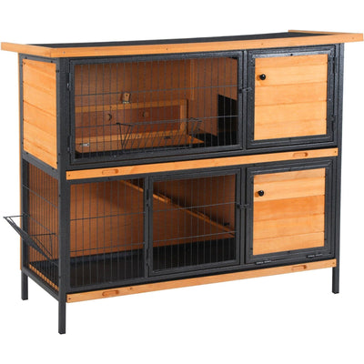 2 Floor Wooden Rabbit Hutch Pawhut