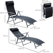 Folding Sun Lounger, Black Outsunny