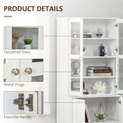 Kitchen Display Cabinet With Glass Doors, White Homcom