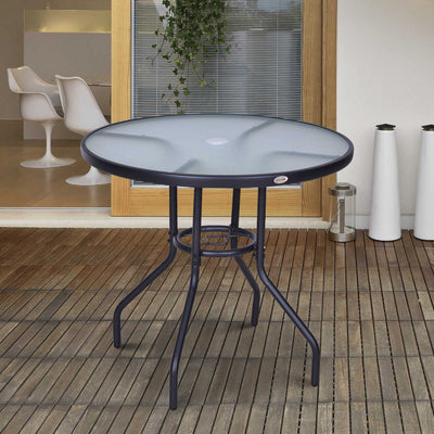 Garden Table With Parasol Hole, 80cm Outsunny