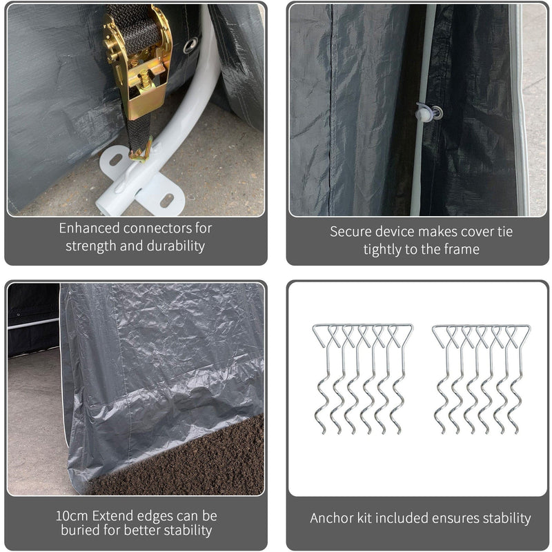 Heavy Duty Garden Storage Tent - 2.8 x 2.4 x 2.4m, Dark Grey